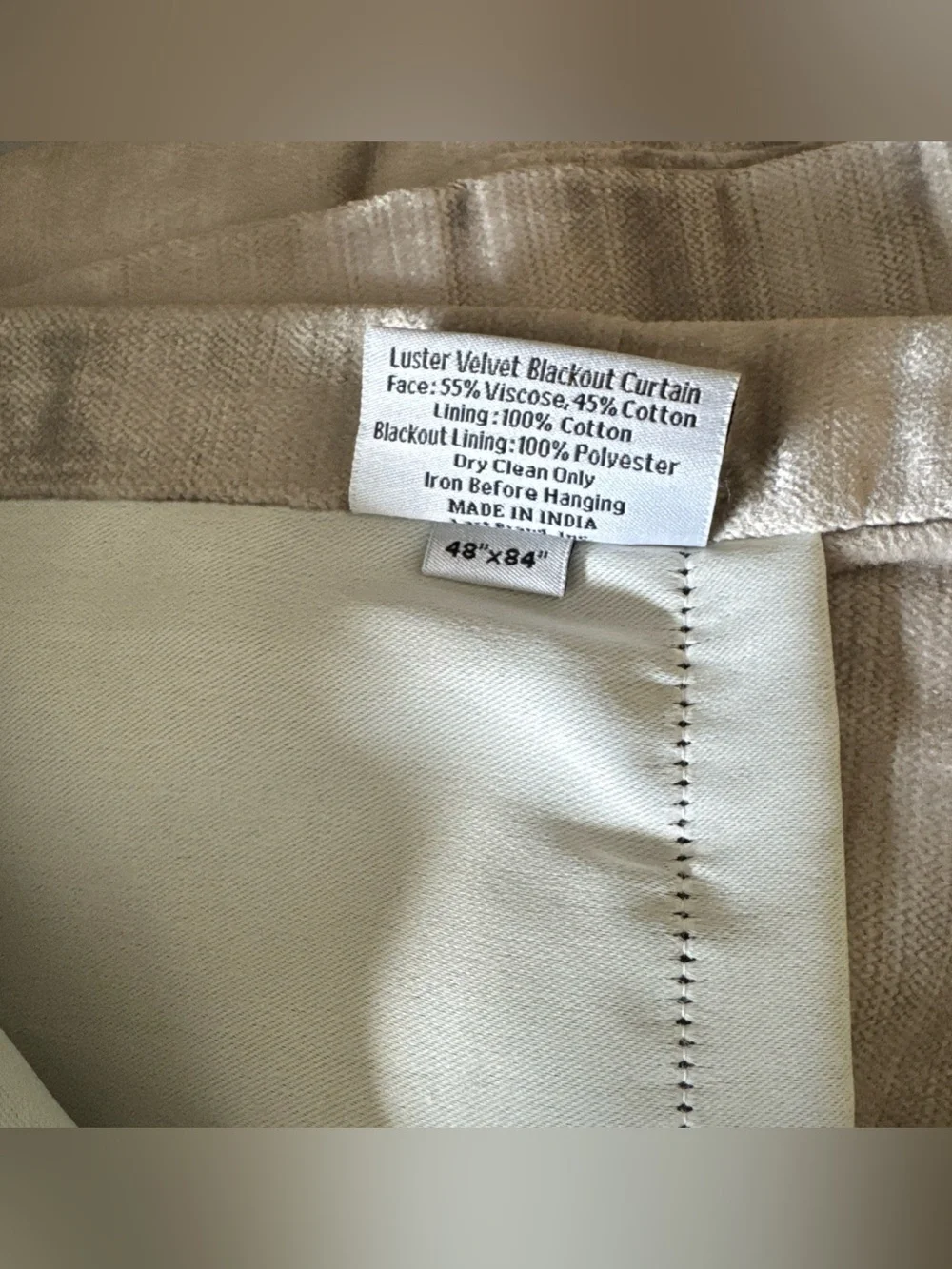 New Quince Luster Velvet Blackout Curtain Silver Light Gray 48 x 84” 1 Panel